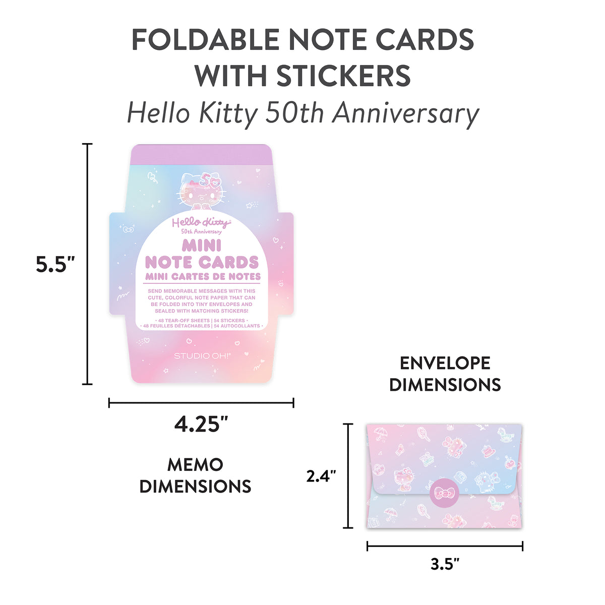 Hello Kitty x Studio Oh! 50th Anniversary Mini Note Cards and Sticker Set Stationery Orange Circle   