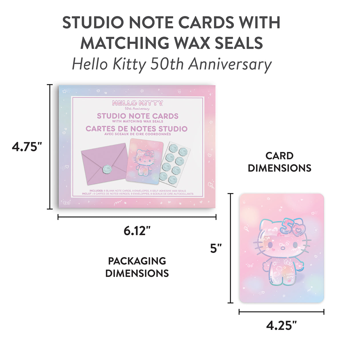 Hello Kitty x Studio Oh! 50th Anniversary 25-Pc Note Cards &amp; Wax Seals Set Stationery Orange Circle   