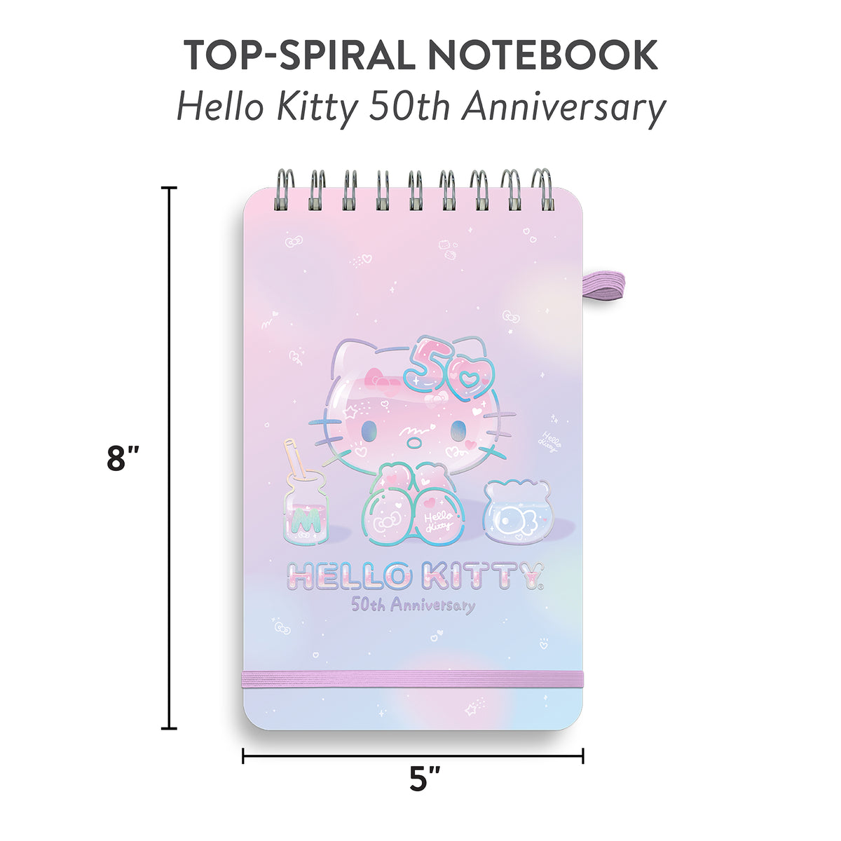 Hello Kitty x Studio Oh! 50th Anniversary Top-Spiral Notebook with Pocket &amp; Pen Loop Stationery Orange Circle   