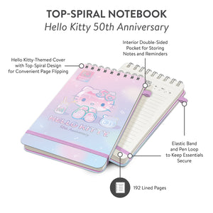 Hello Kitty x Studio Oh! 50th Anniversary Top-Spiral Notebook with Pocket & Pen Loop Stationery Orange Circle   