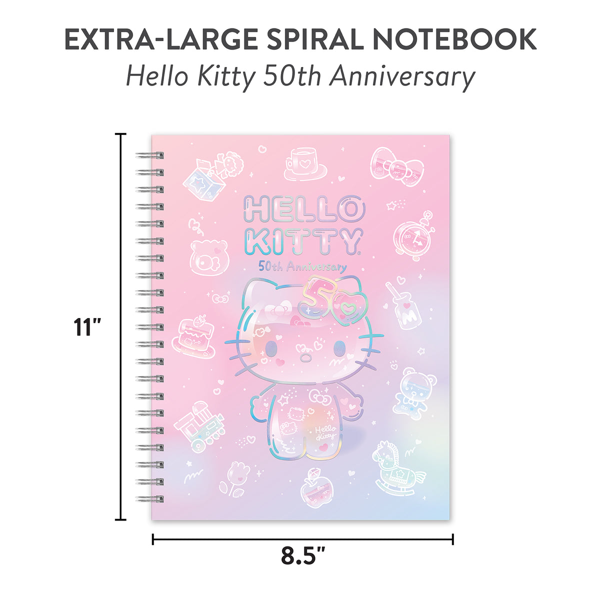 Hello Kitty x Studio Oh! 50th Anniversary Extra-Large Spiral Notebook &amp; Sticker Sheet Stationery Orange Circle   