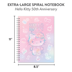 Hello Kitty x Studio Oh! 50th Anniversary Extra-Large Spiral Notebook & Sticker Sheet Stationery Orange Circle   