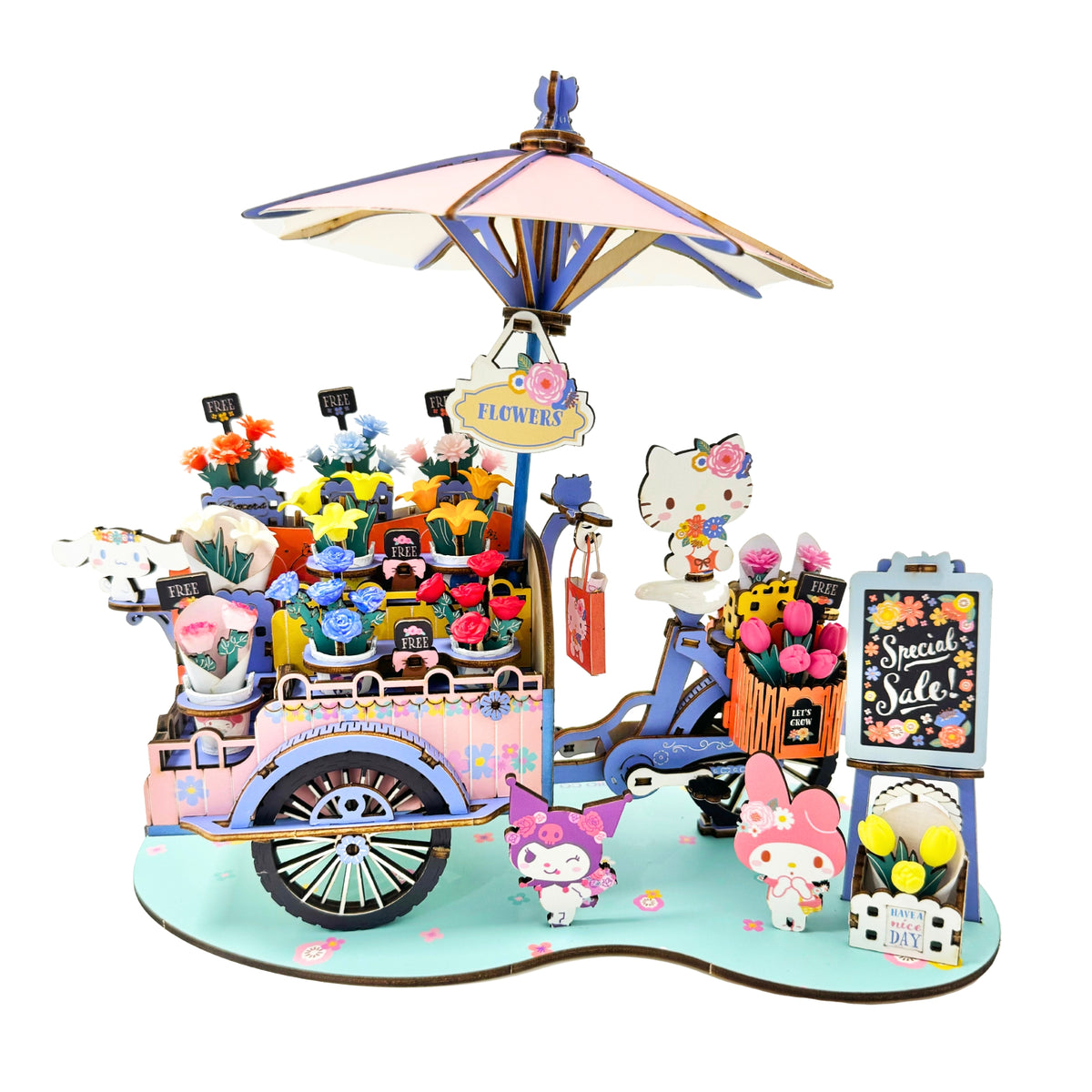 Hello Kitty and Friends Flower Cart 3D Wooden Puzzle Toys&amp;Games HANDS CRAFT