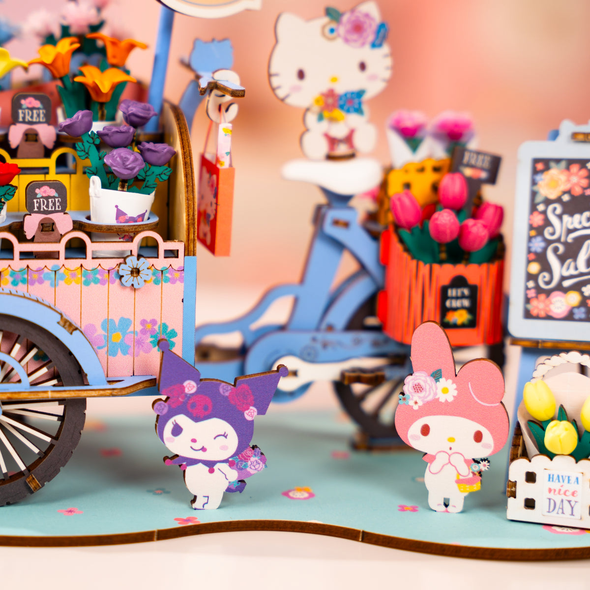 Hello Kitty and Friends Flower Cart 3D Wooden Puzzle Toys&amp;Games HANDS CRAFT