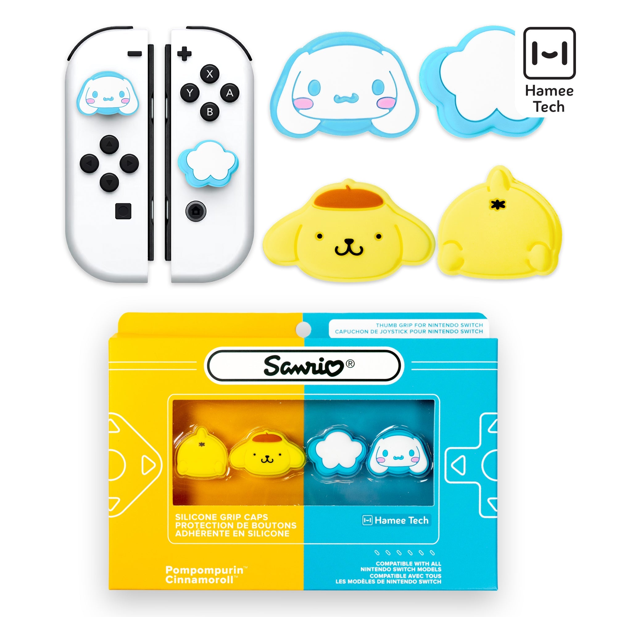 Hello Kitty and Friends Switch Grip Caps (Cinnamoroll + Pompompurin) Tech Accessory Hamee.com - Hamee US   