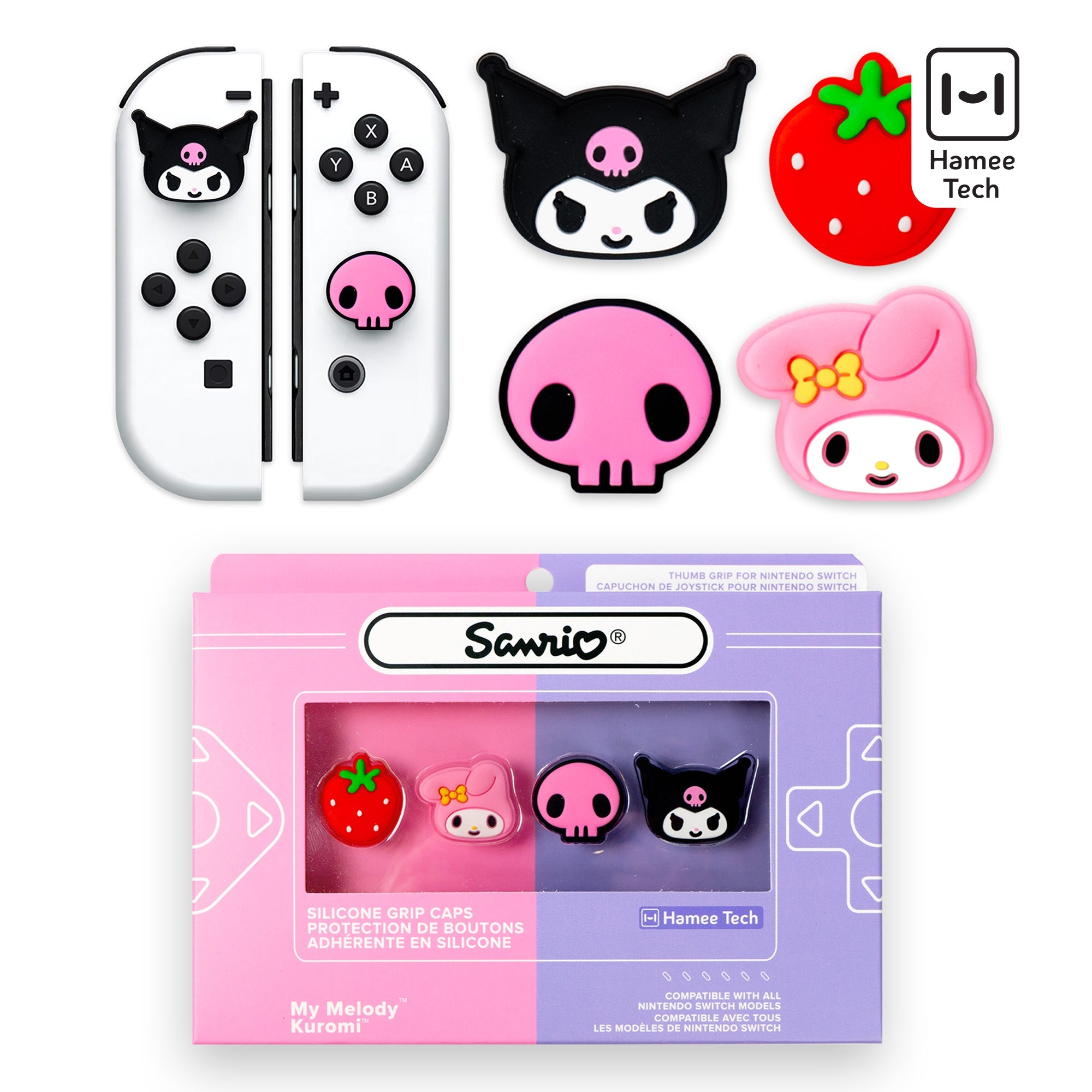 Hello Kitty and Friends Switch Grip Caps (Kuromi + My Melody) Tech Accessory Hamee.com - Hamee US   