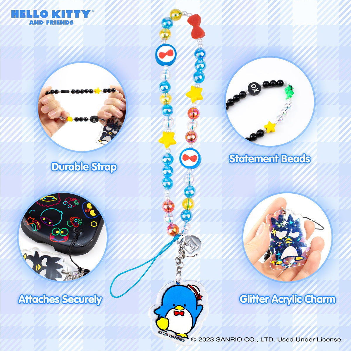 Sanrio Cinnamoroll Beaded Charm Mobile Phone Wrist Strap