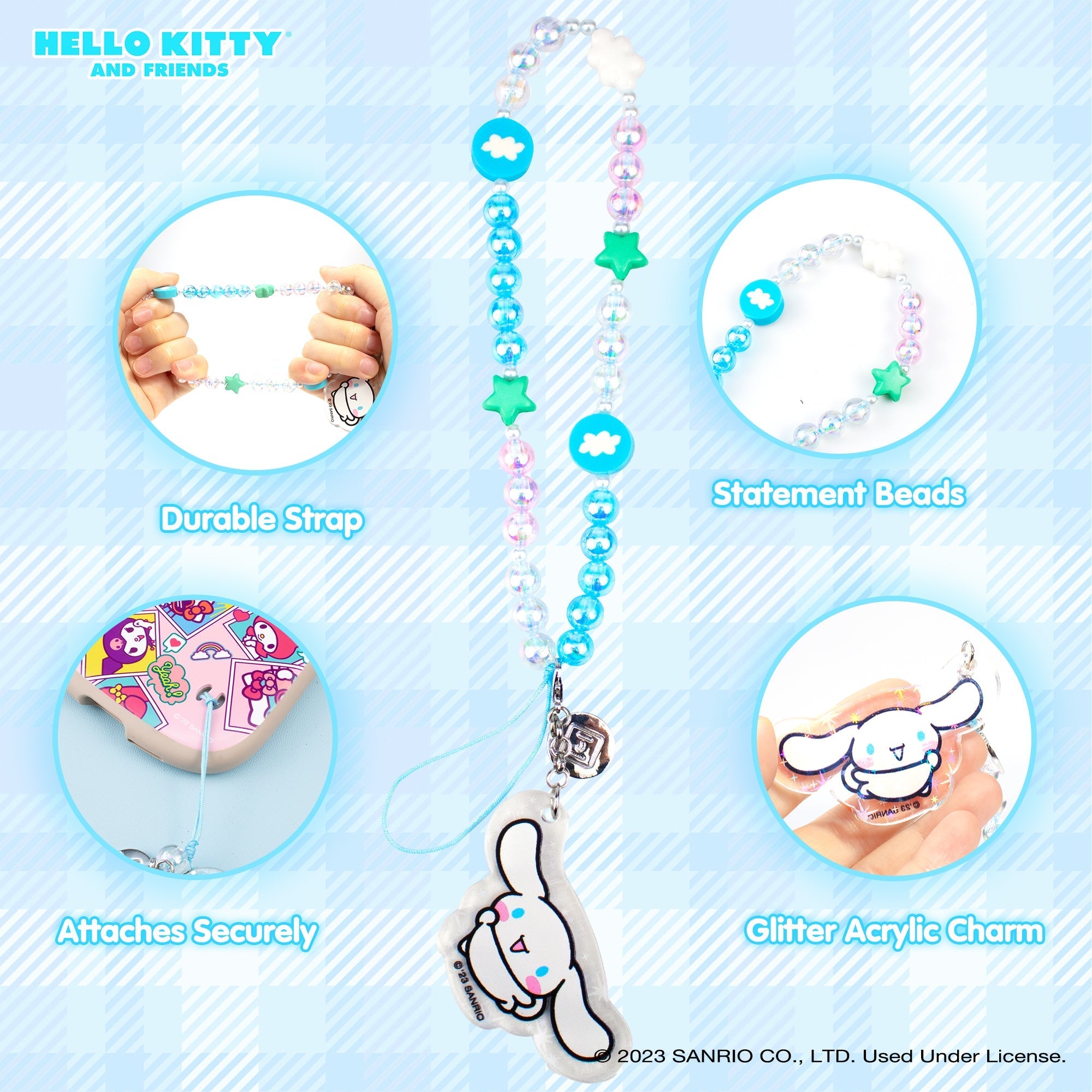 Cinnamoroll Beaded Charm Mobile Phone Wrist Strap Accessory Hamee.com - Hamee US   