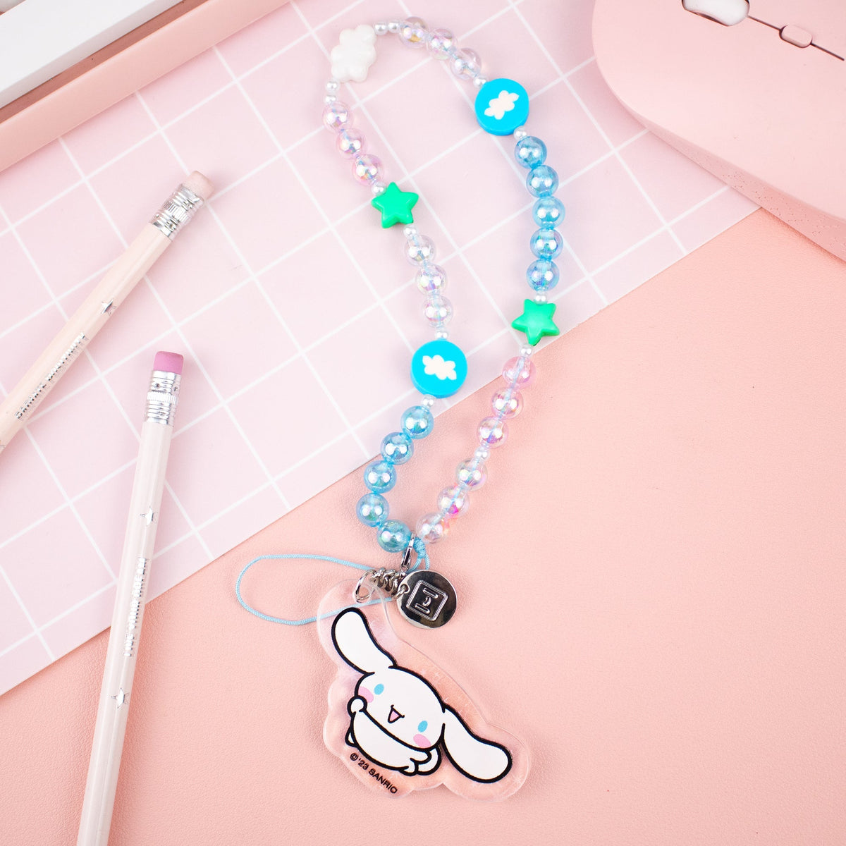 Sanrio Cinnamoroll Beaded Charm Mobile Phone Wrist Strap