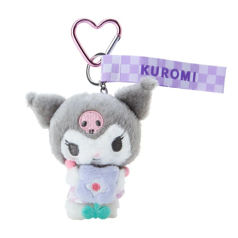 Kuromi Plush Mascot Keychain (Pastel Check Series) Accessory Japan Original   