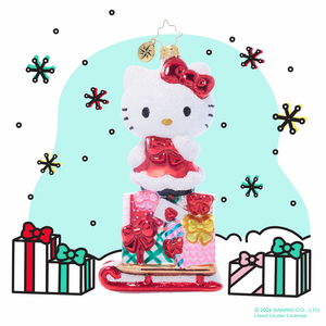 Hello Kitty x Christopher Radko Handmade Glass Ornament (Happy Holidays) Seasonal RAUCH BRANDS   