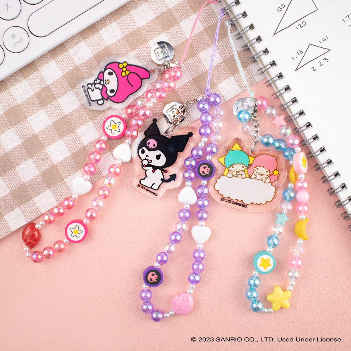 Hello Kitty Phone Charm Beaded Sanrio Character Phone Strap Kawaii