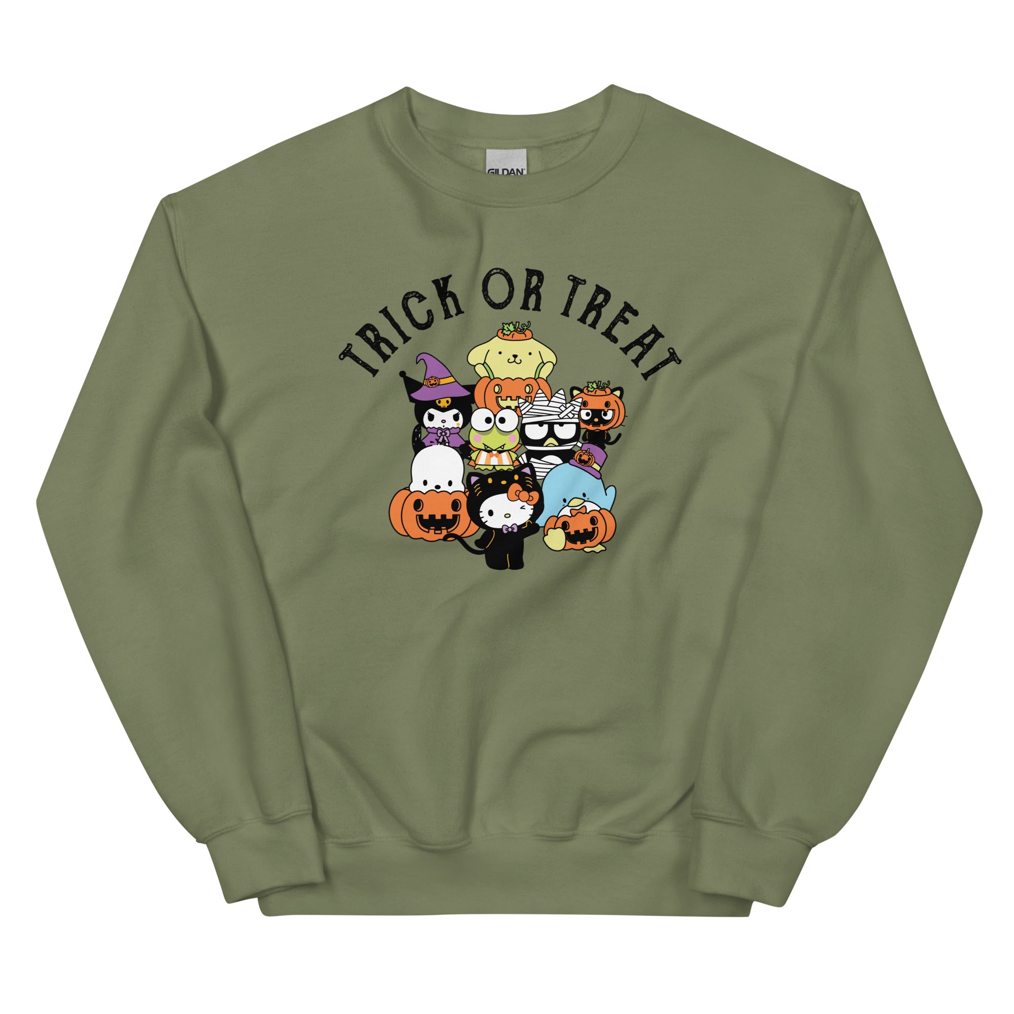 Hello Kitty and Friends Trick or Treat Classic Crewneck Apparel Printful Heather Grey S 