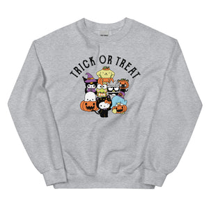 Hello Kitty and Friends Trick or Treat Classic Crewneck Apparel Printful Heather Grey S 