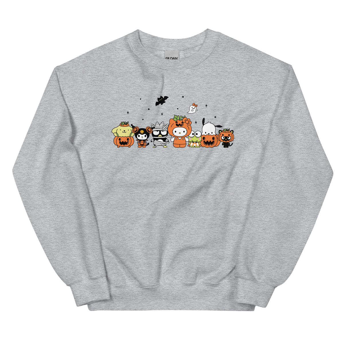 Hello Kitty and Friends Pumpkin Costumes Classic Crewneck Apparel Printful Heather Grey S 