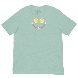 Hello Kitty Summer Smile Tee Apparel Printful Heather Prism Dusty Blue XS 