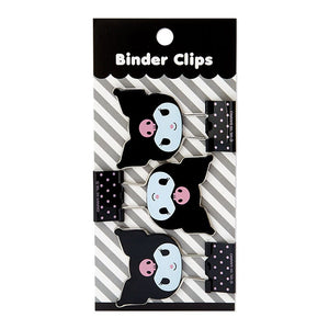 Kuromi Binder Clips (Set of 3) Stationery Japan Original   