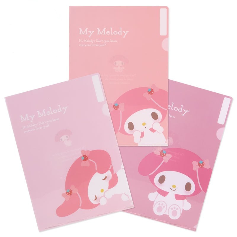 My Melody Expressions 3-pc Clear File Folder Set Stationery Japan Original   