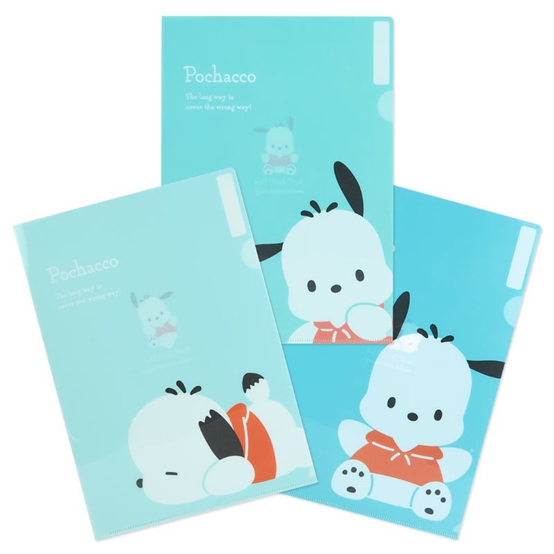 Pochacco Expressions 3-pc Clear File Folder Set Stationery Japan Original   