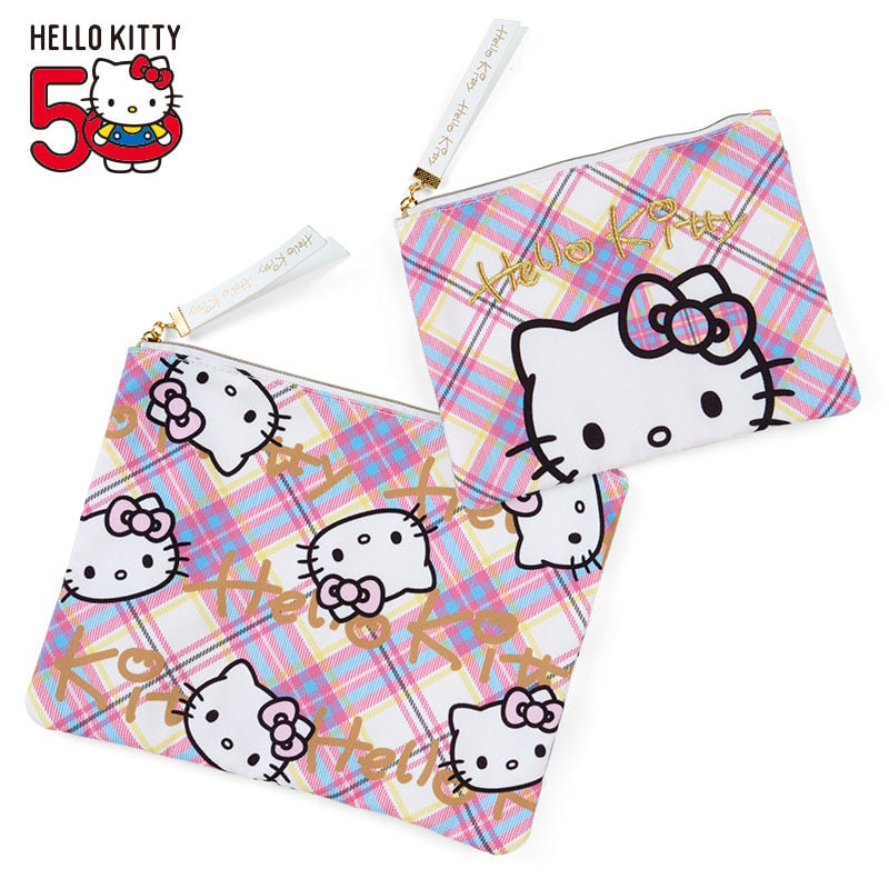 Hello Kitty 2-Piece Pouch Set (Hello Kitty Dress Tartan Series) Bags Japan Original   
