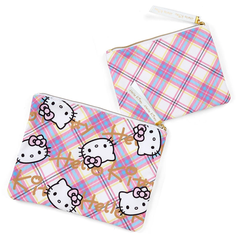 Hello Kitty 2-Piece Pouch Set (Hello Kitty Dress Tartan Series) Bags Japan Original   