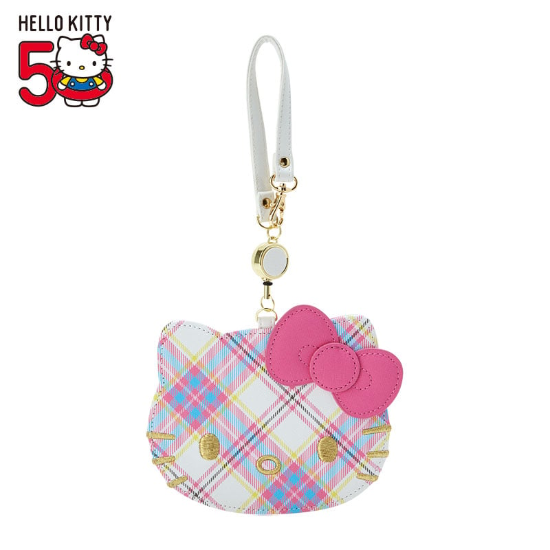 Hello Kitty Card Case with Key Reel (Hello Kitty Dress Tartan Series) Accessory Japan Original   