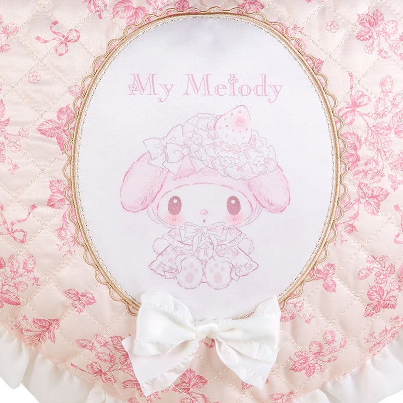 My Melody Quilted Throw Pillow (White Strawberry Series) Home Goods Japan Original   