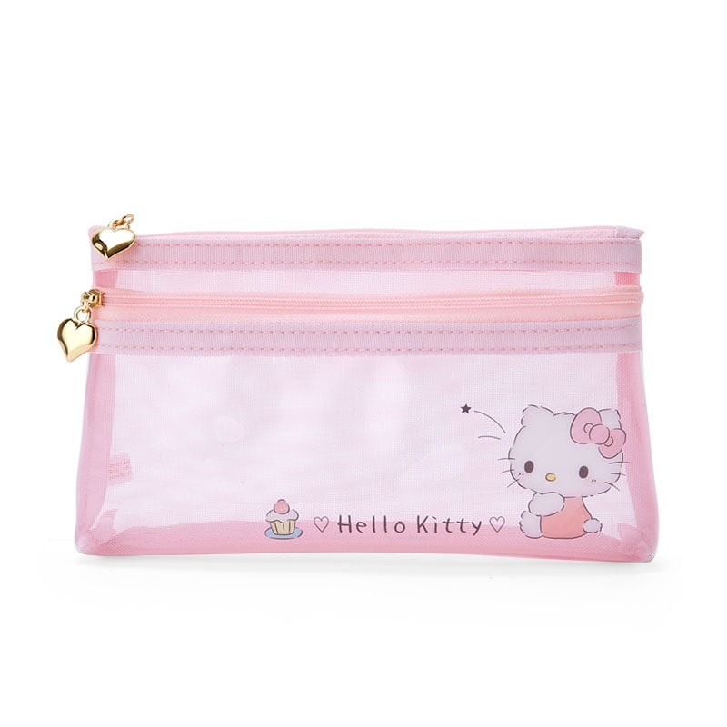 Hello Kitty Mesh Pencil Pouch Stationery Japan Original   