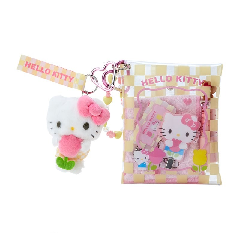 Hello Kitty Clear Snap Mini Pouch (Pastel Check Series) Bags Japan Original   