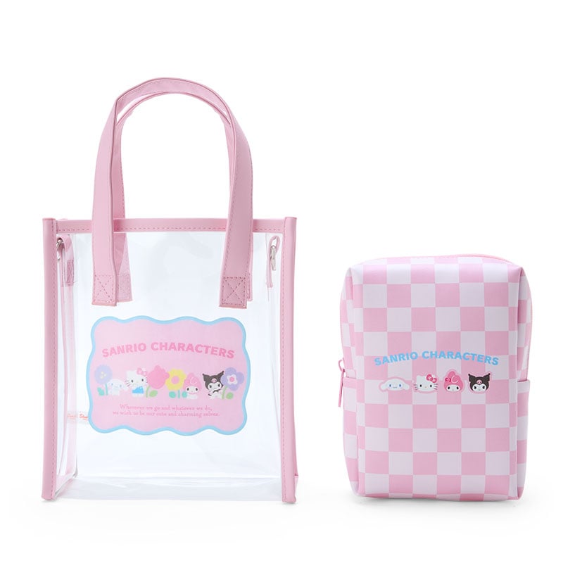 Sanrio Characters Clear Convertible Mini Tote (Pastel Check Series) Bags Japan Original   