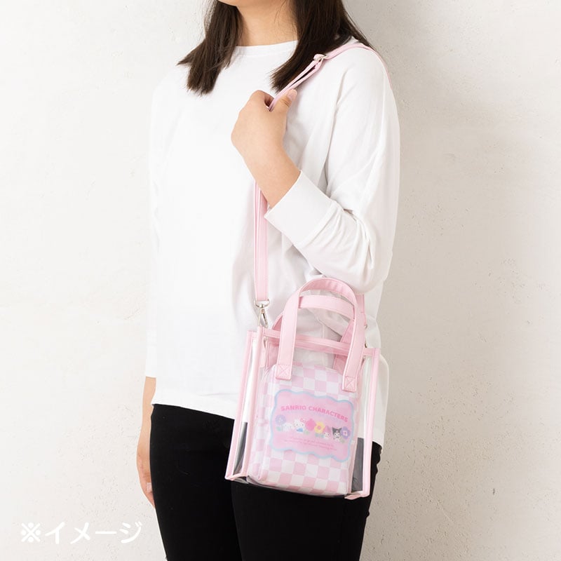 Sanrio Characters Clear Convertible Mini Tote (Pastel Check Series) Bags Japan Original   
