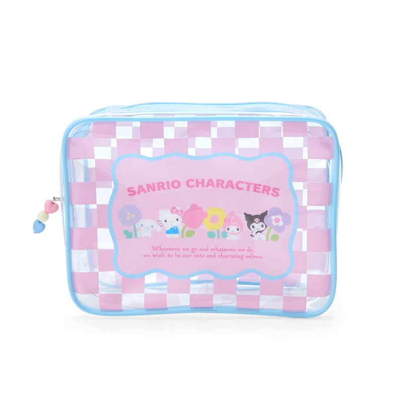 Sanrio Characters Clear Zipper Pouch (Pastel Check Series) Bags Japan Original   