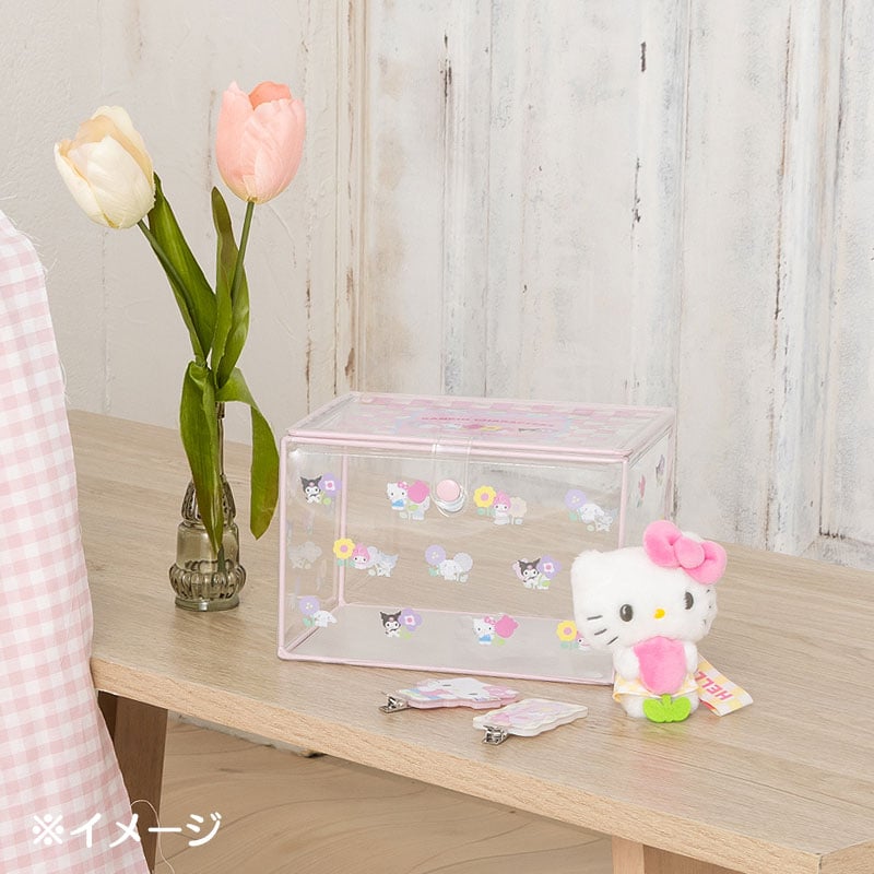 Sanrio Characters Clear Storage Case (Pastel Check Series) Home Goods Japan Original   