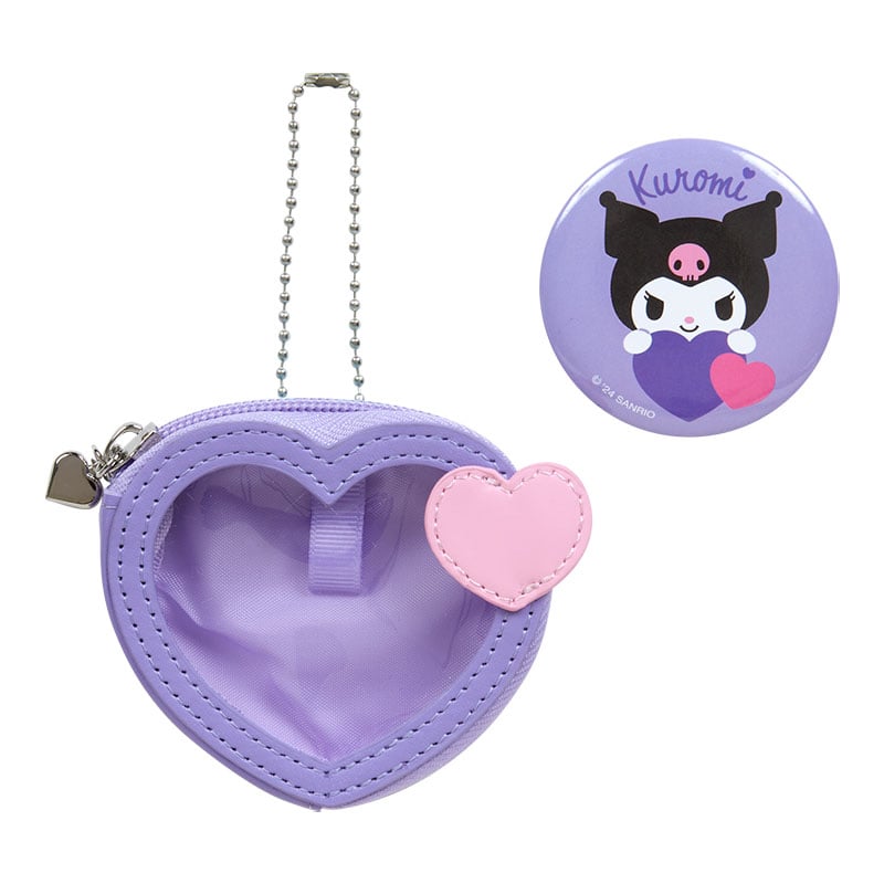 Kuromi Mini Pouch and Pin Set (Big Heart Series) Bags Japan Original   