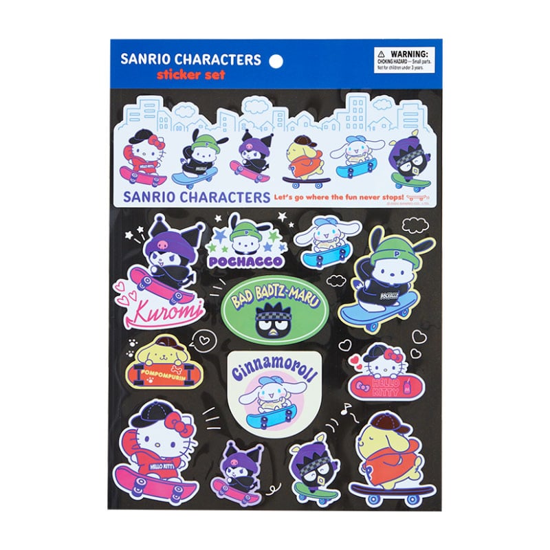 Sanrio Characters 13-pc Sticker Sheet (Sk8r Squad Series) Stationery Japan Original