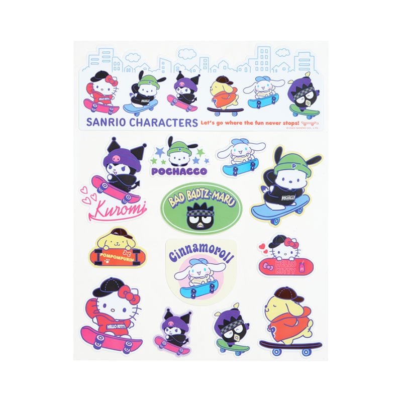 Sanrio Characters 13-pc Sticker Sheet (Sk8r Squad Series) Stationery Japan Original