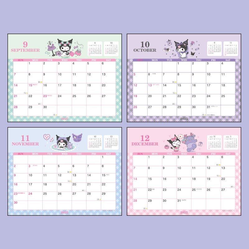 Kuromi 2025 Desk Calendar Stationery Japan Original   