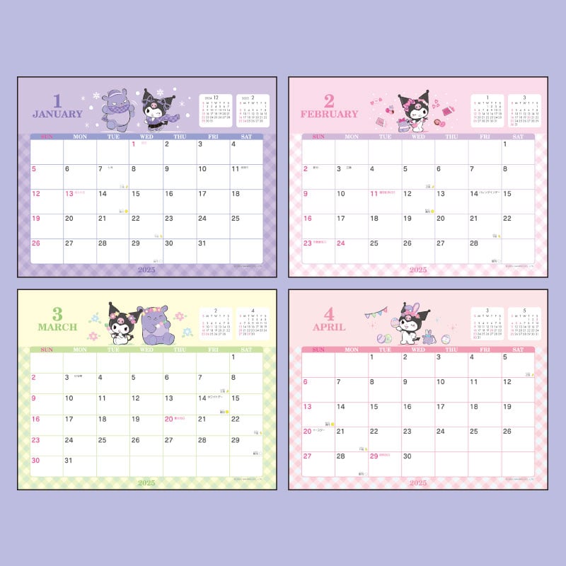 Kuromi 2025 Desk Calendar Stationery Japan Original   