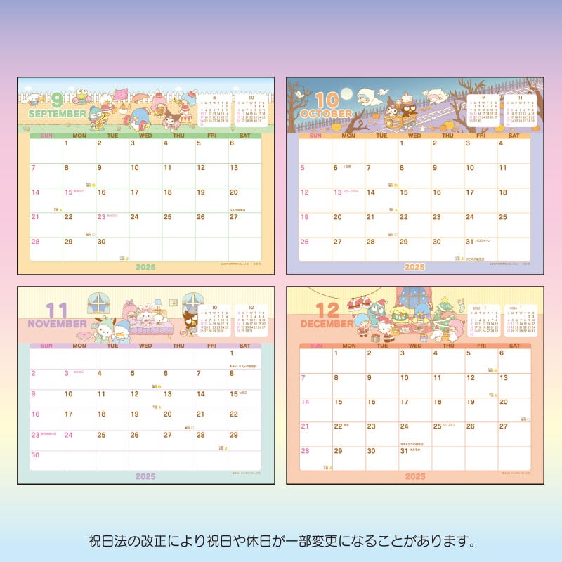 Sanrio Characters 2025 Desk Calendar Seasonal Japan Original   