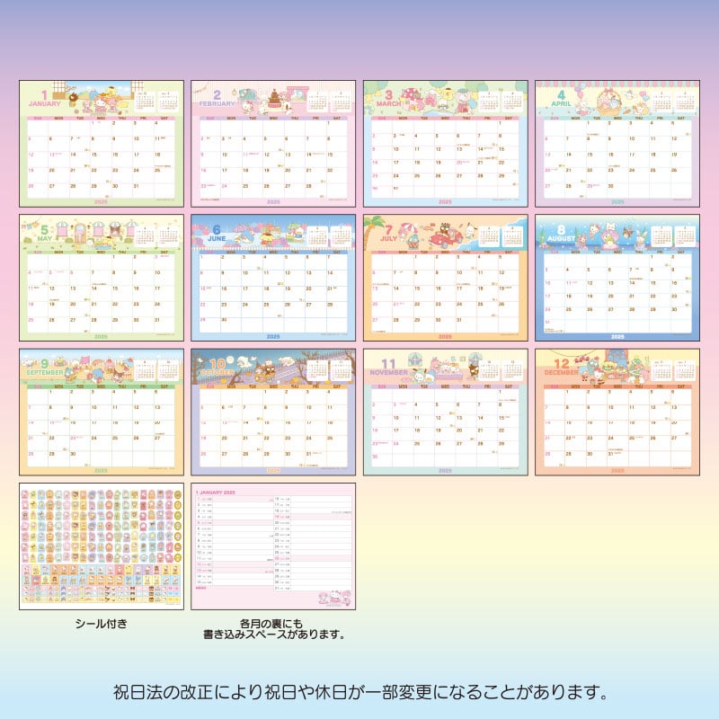 Sanrio Characters 2025 Desk Calendar Seasonal Japan Original   