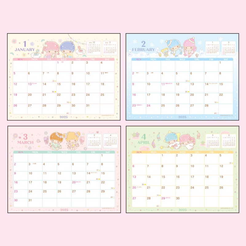 LittleTwinStars 2025 Desk Calendar Stationery Japan Original   