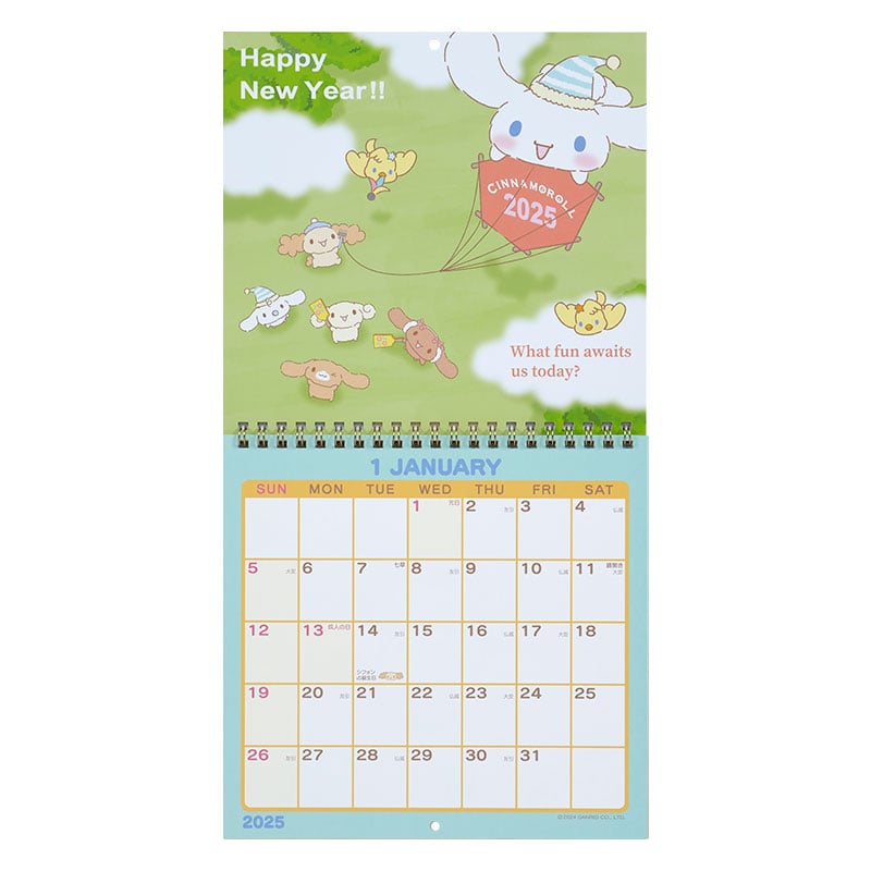 Cinnamoroll 2025 Wall Calendar Stationery Japan Original   