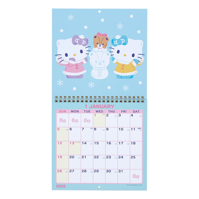 Hello Kitty 2025 Wall Calendar Stationery Japan Original   