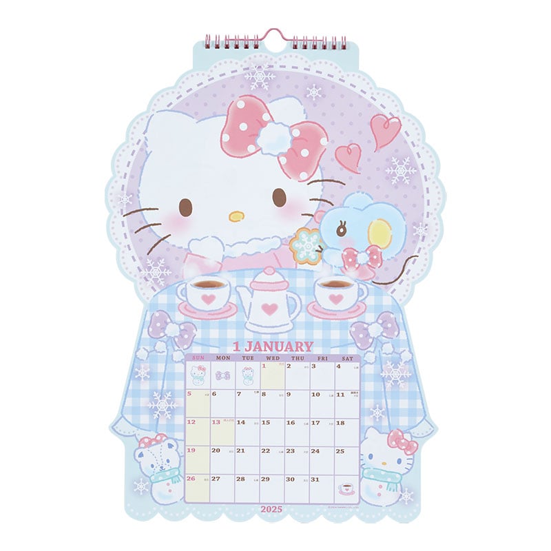 Hello Kitty 2025 Die-Cut Wall Calendar Stationery Japan Original   