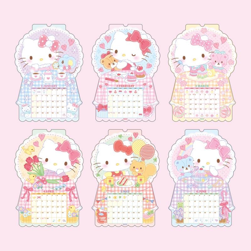 Hello Kitty 2025 Die-Cut Wall Calendar Stationery Japan Original   