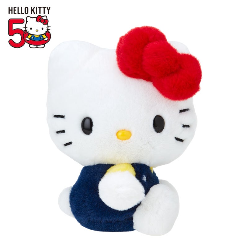 Hello Kitty 50th Anniv. Plush Mascot (Dark Blue Overalls) Plush Japan Original   