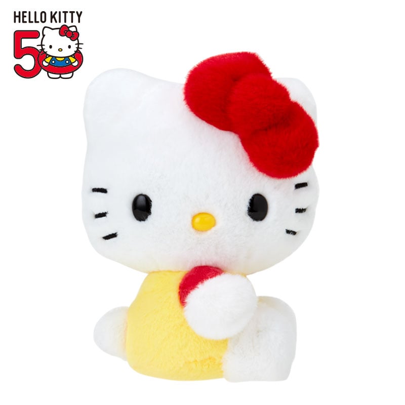 Hello Kitty 50th Anniv. Plush Mascot (Yellow Overalls) Plush Japan Original   