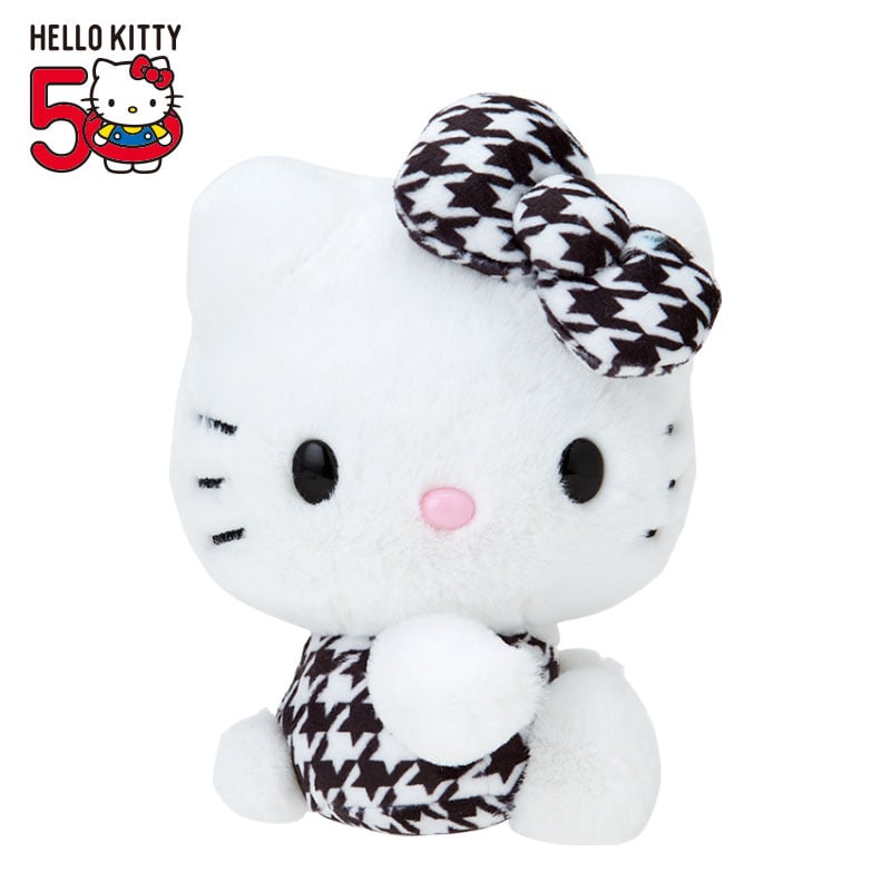 Hello Kitty 50th Anniv. Plush Mascot (Black Houndstooth) Plush Japan Original   