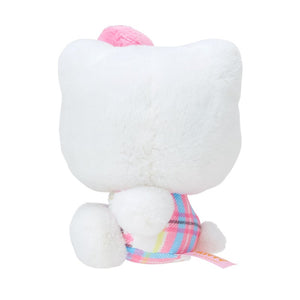 Hello Kitty 50th Anniv. Plush Mascot (White Tartan) Plush Japan Original   