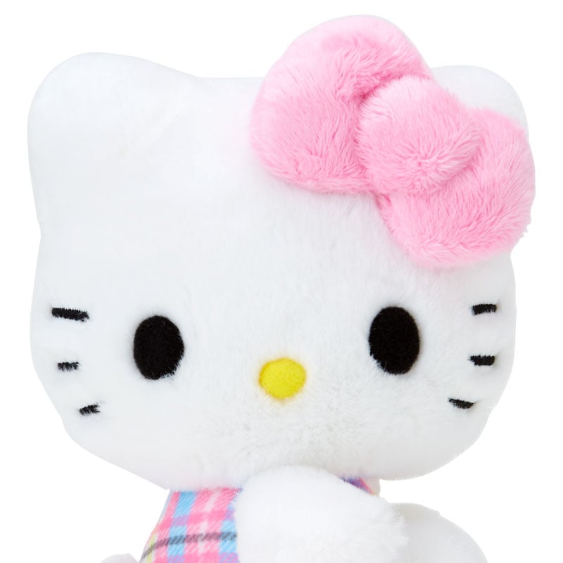 Hello Kitty 50th Anniv. Plush Mascot (White Tartan) Plush Japan Original   